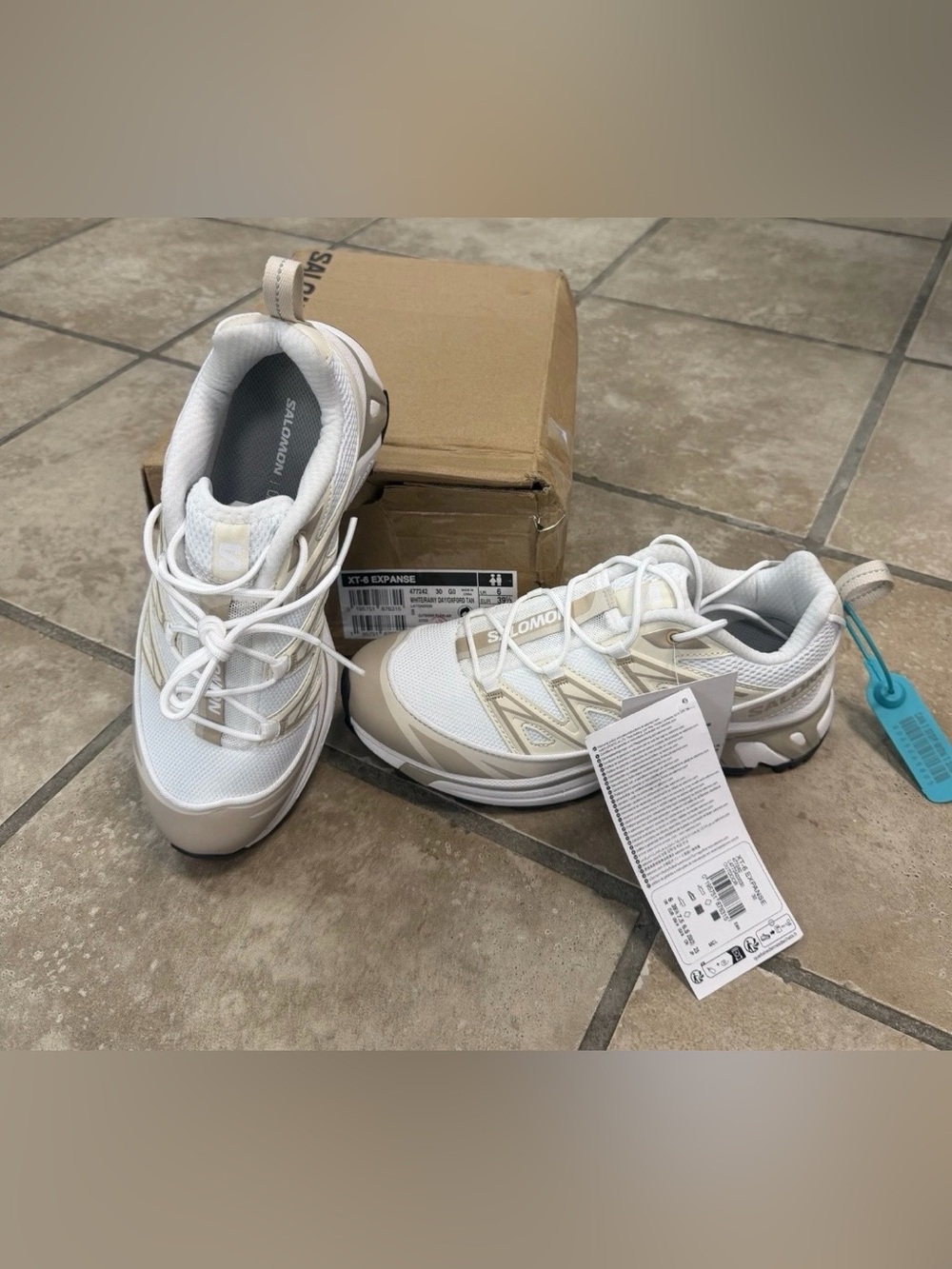 Salomon XT-6 Expanse White/Rainy Day/Oxford Tan NIB NWT 7.5 Women 6.5 Men